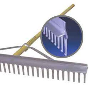 36" Field / Aggregate Rake, 66" Blue Aluminum Powder-Coated Handle