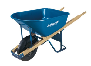Blue Jackson 6 cubic foot steel contractor wheelbarrow with ball bearings
